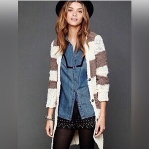 Free People Rugby Chunky Knit Cardigan Size Medium
